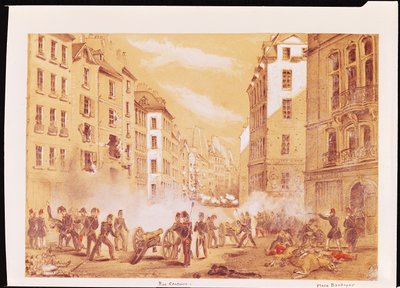 The Army Attacking a Barricade in Rue St. Antoine by French School